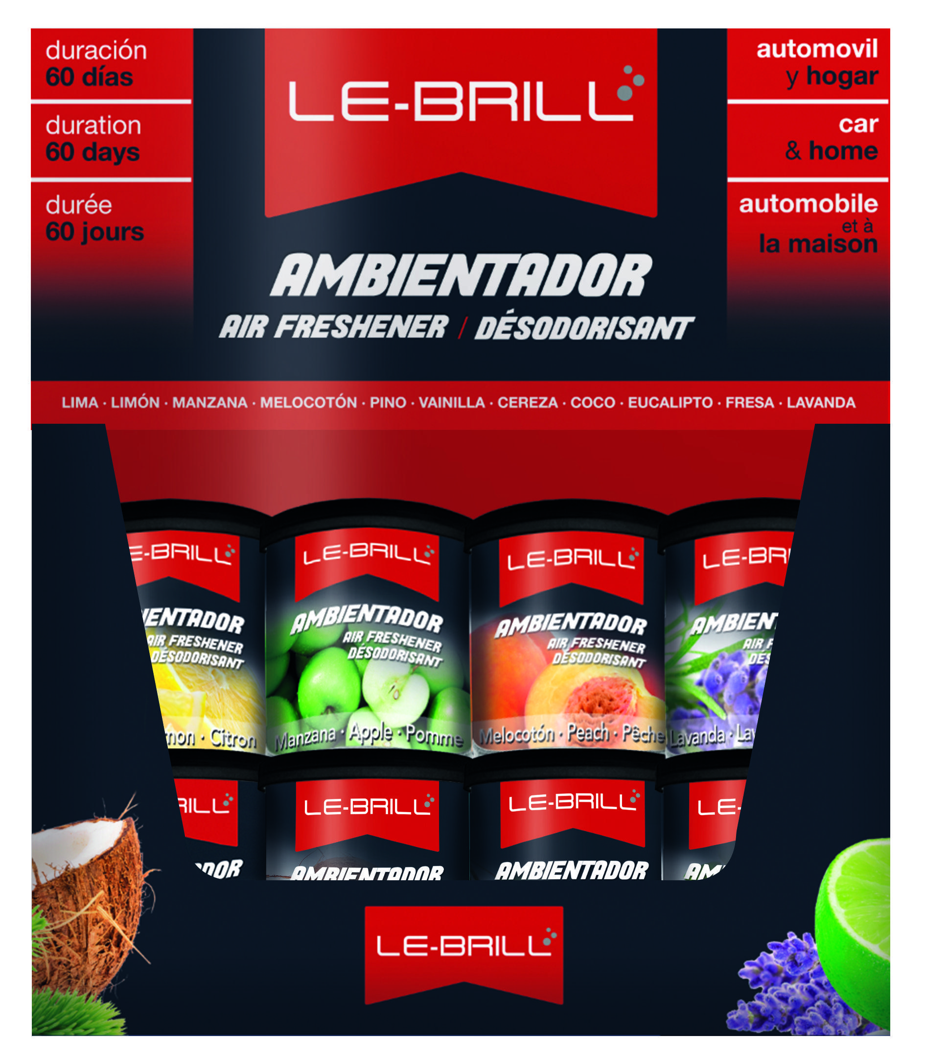 Expositor Gel 18 uds (LIMON, LIMA, MANZANA)